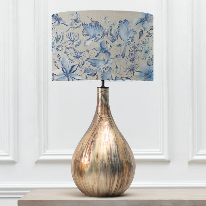 ALLEGRA TABLE LAMPBASE GLASS/FLOELLA DELFT BLUE EVA 46CM LAMPSHADE BLUE