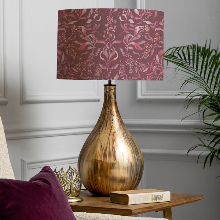 Allegra Table Lampbase Glass/Hettie Ruby EVA 46cm Lampshade Pink