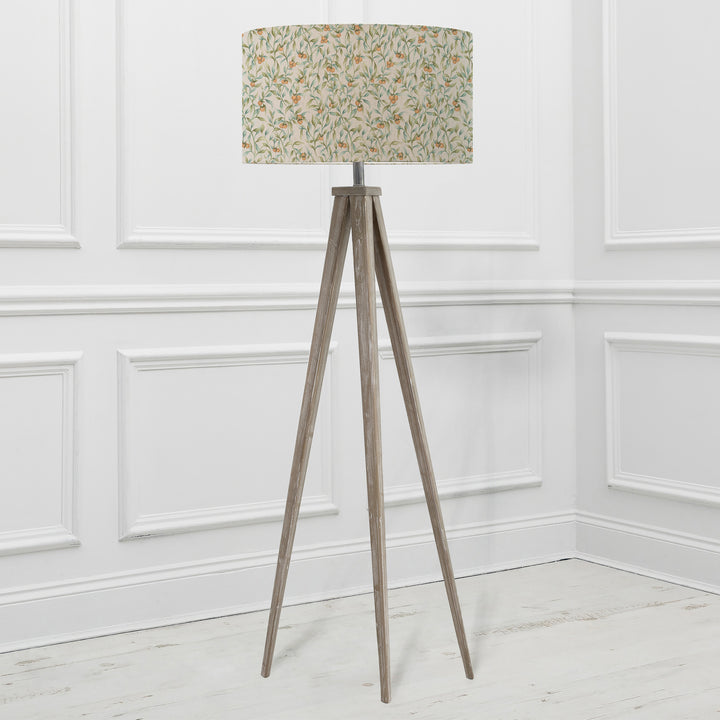 ARATUS FLOOR LAMPBASE GREY WASH/AURA EVA 52CM LAMPSHADE MOSS