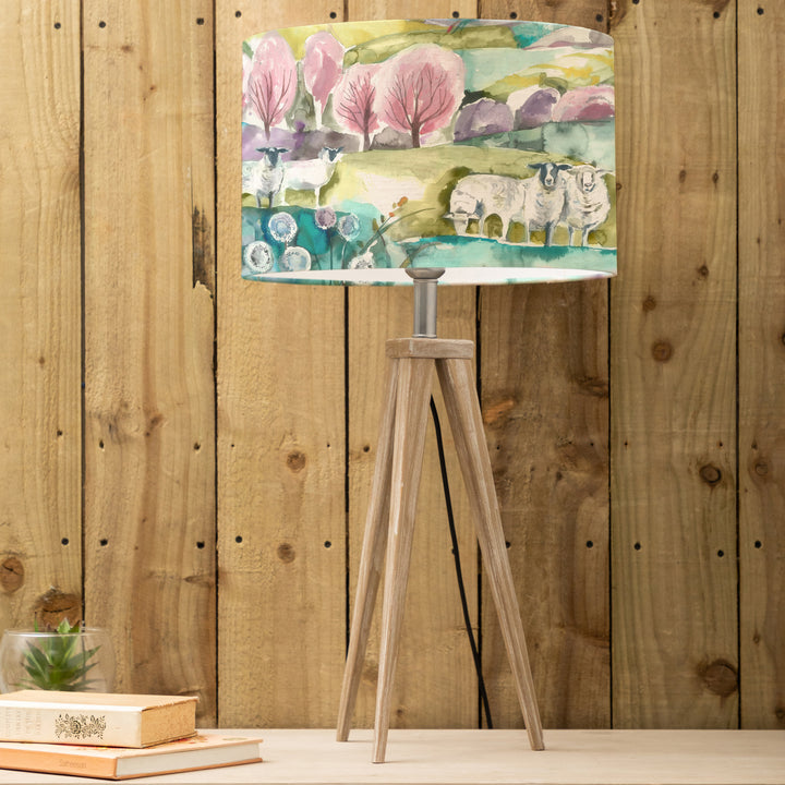 Aratus Table Lampbase Grey Wash/Buttermere EVA 40cm Lampshade Linen