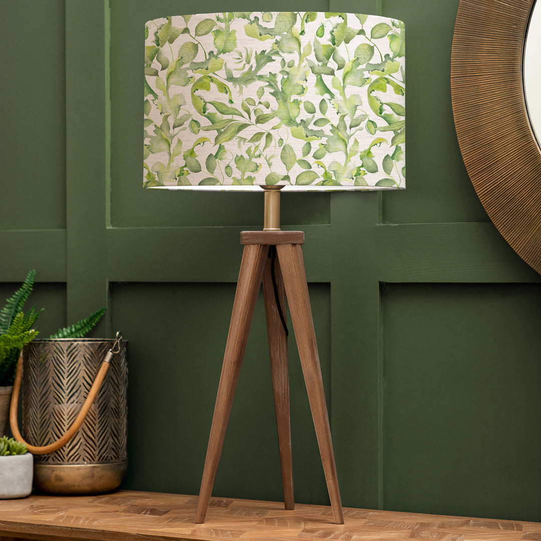 Aratus Table Lampbase Nut/Claudia Cream EVA 40cm Lampshade Green