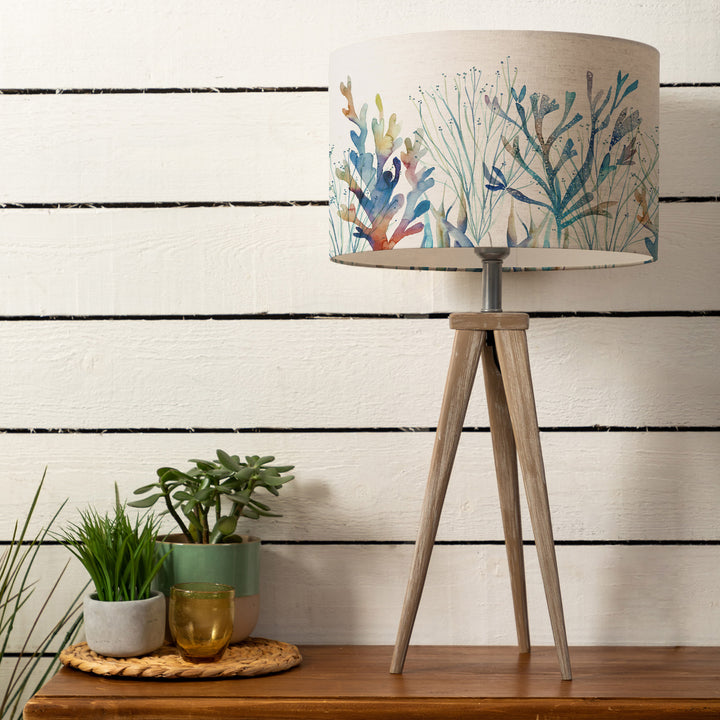 Aratus Table Lampbase Grey Wash/Coral Reef EVA 40cm Lampshade Cobalt