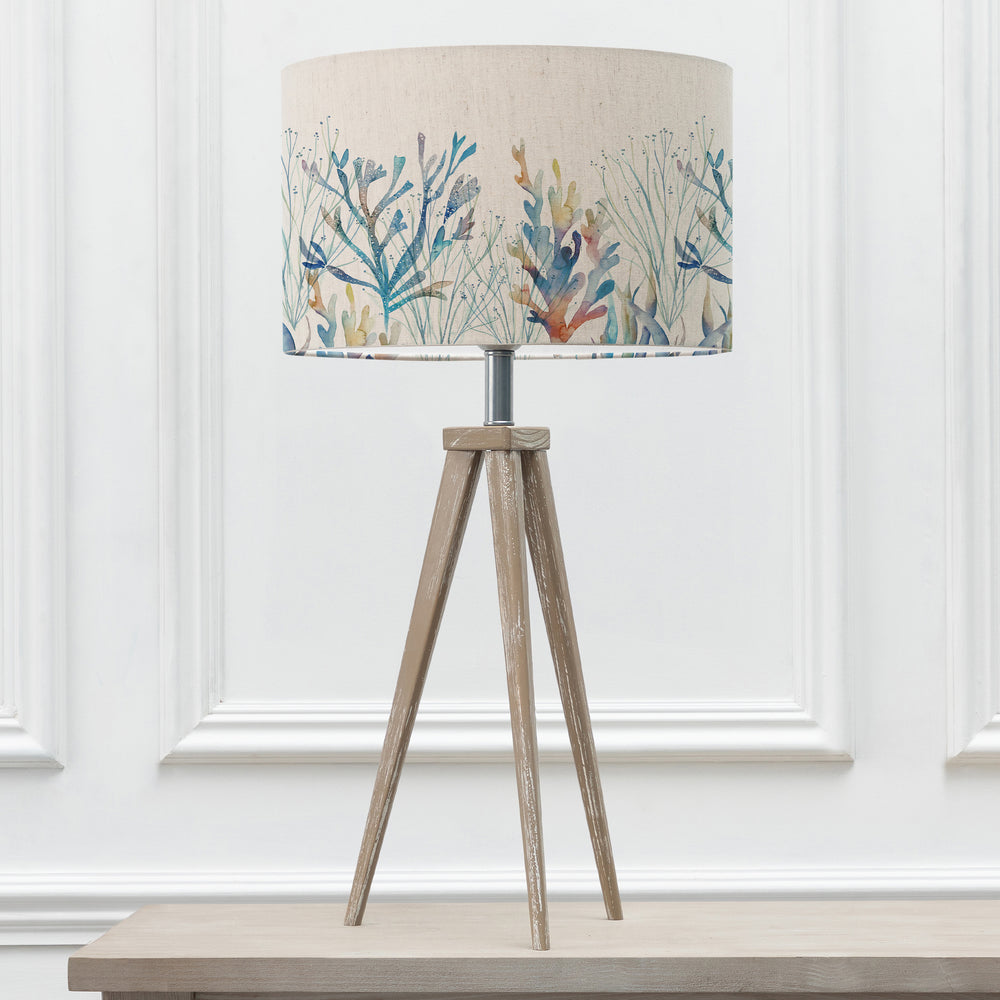 Aratus Table Lampbase Grey Wash/Coral Reef EVA 40cm Lampshade Cobalt - image 2