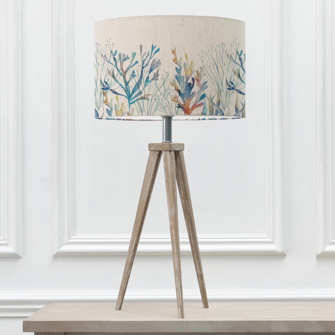 Aratus Table Lampbase Grey Wash/Coral Reef EVA 40cm Lampshade Cobalt - image 2