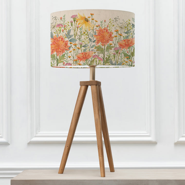 ARATUS TABLE LAMPBASE NUT/DELAMERE LINEN EVA 40CM LAMPSHADE ORANGE