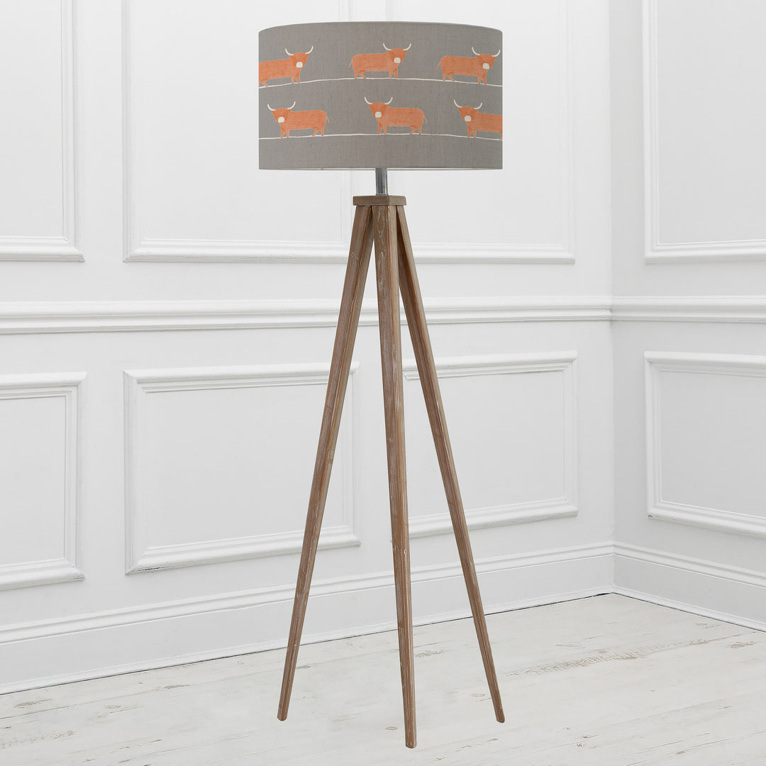 Aratus Floor Lampbase Grey Wash/Dougal EVA 52cm Lampshade Granite - image 2