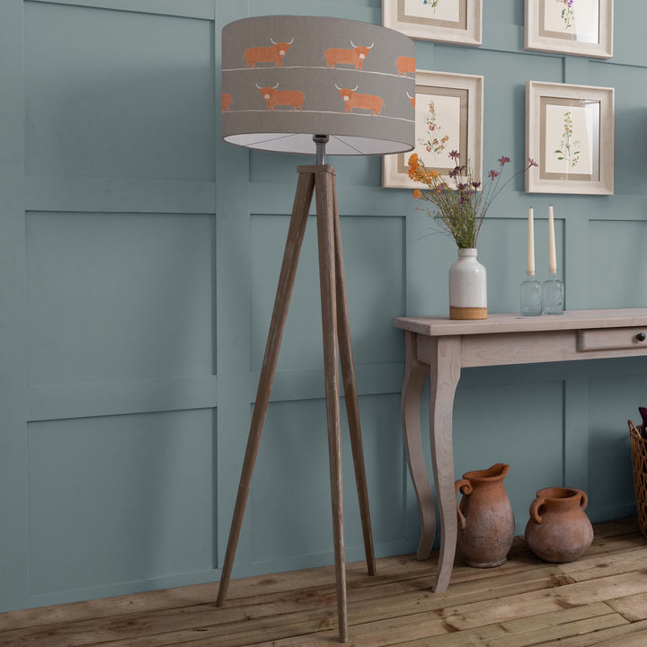 Aratus Floor Lampbase Grey Wash/Dougal EVA 52cm Lampshade Granite