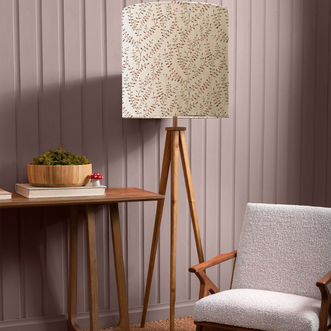 Aratus Floor Lampbase Nut/Eden Anna 48cm Lampshade Sienna