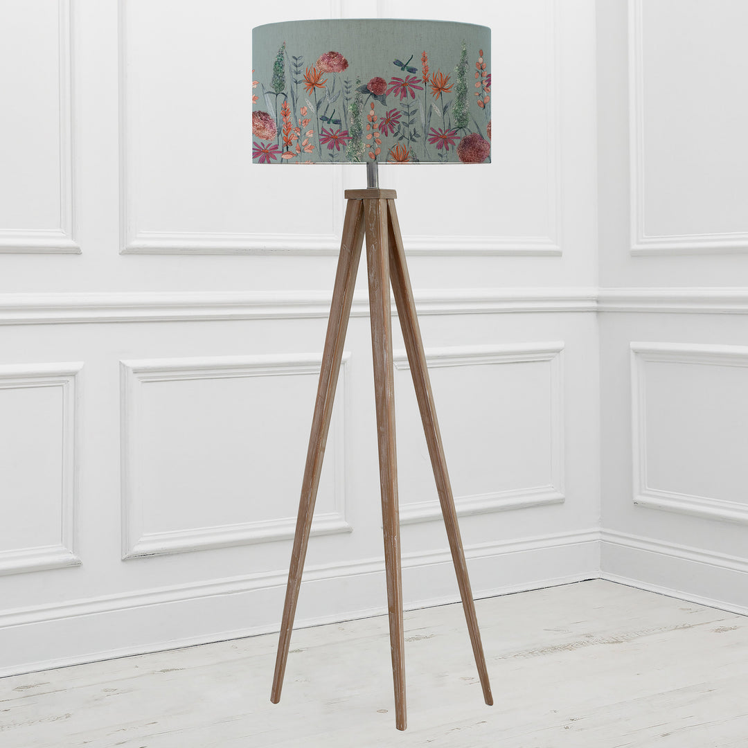 Aratus Floor Lampbase Grey Wash/Florabunda EVA 52cm Lampshade Cornflower - image 2