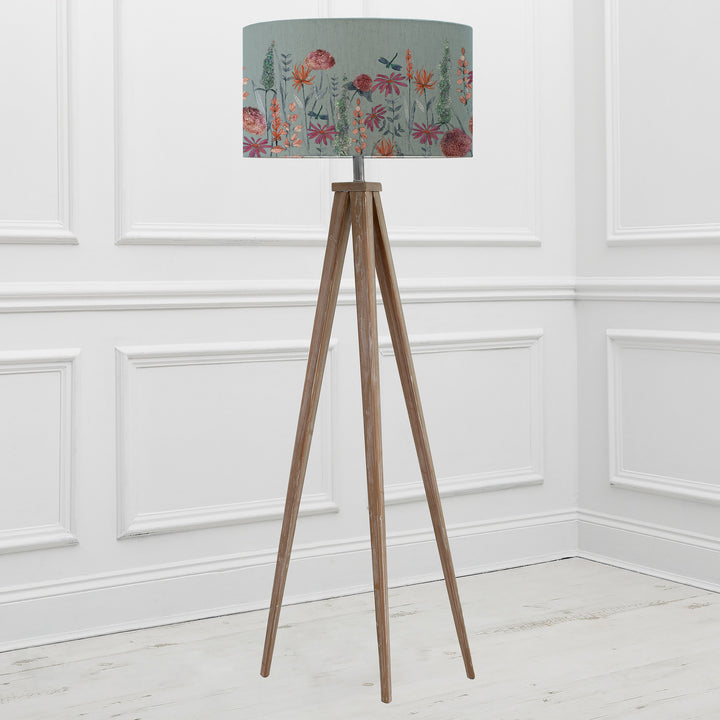 Aratus Floor Lampbase Grey Wash/Florabunda EVA 52cm Lampshade Cornflower - image 2