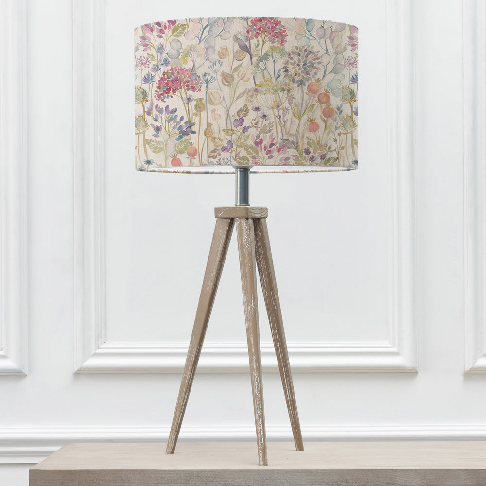 Aratus Table Lampbase Grey Wash/Hedgerow EVA 40cm Lampshade Linen - image 2