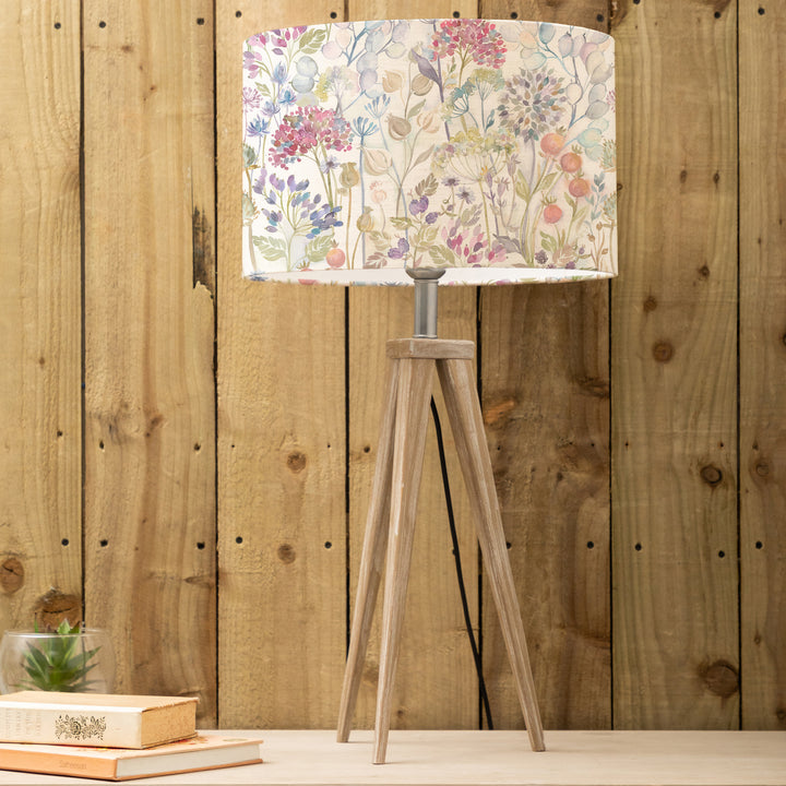 Aratus Table Lampbase Grey Wash/Hedgerow EVA 40cm Lampshade Linen