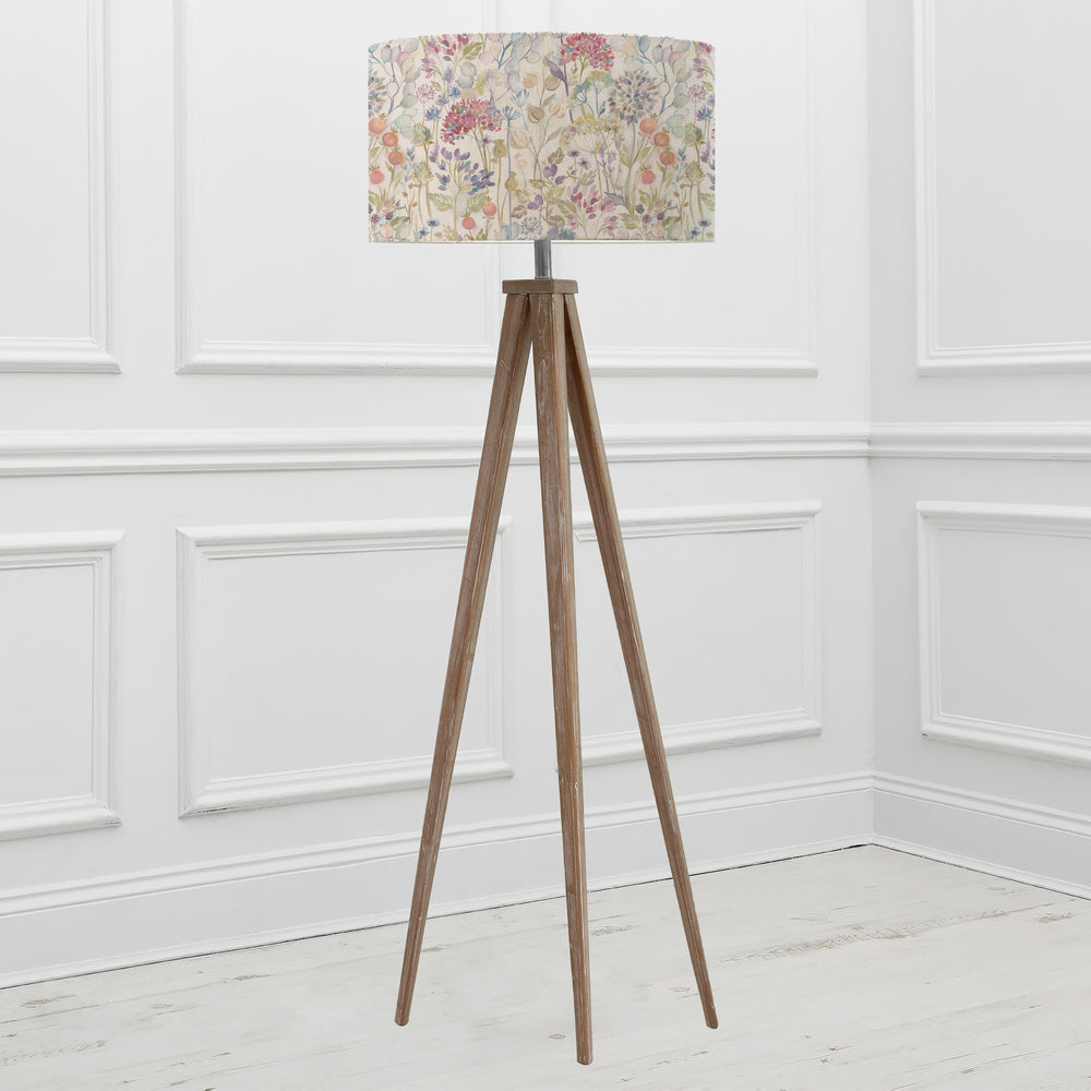 Aratus Floor Lampbase Grey Wash/Hedgerow EVA 52cm Lampshade Linen - image 2