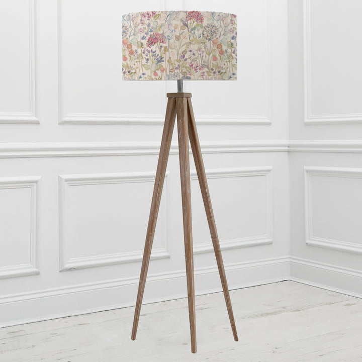 Aratus Floor Lampbase Grey Wash/Hedgerow EVA 52cm Lampshade Linen - image 2