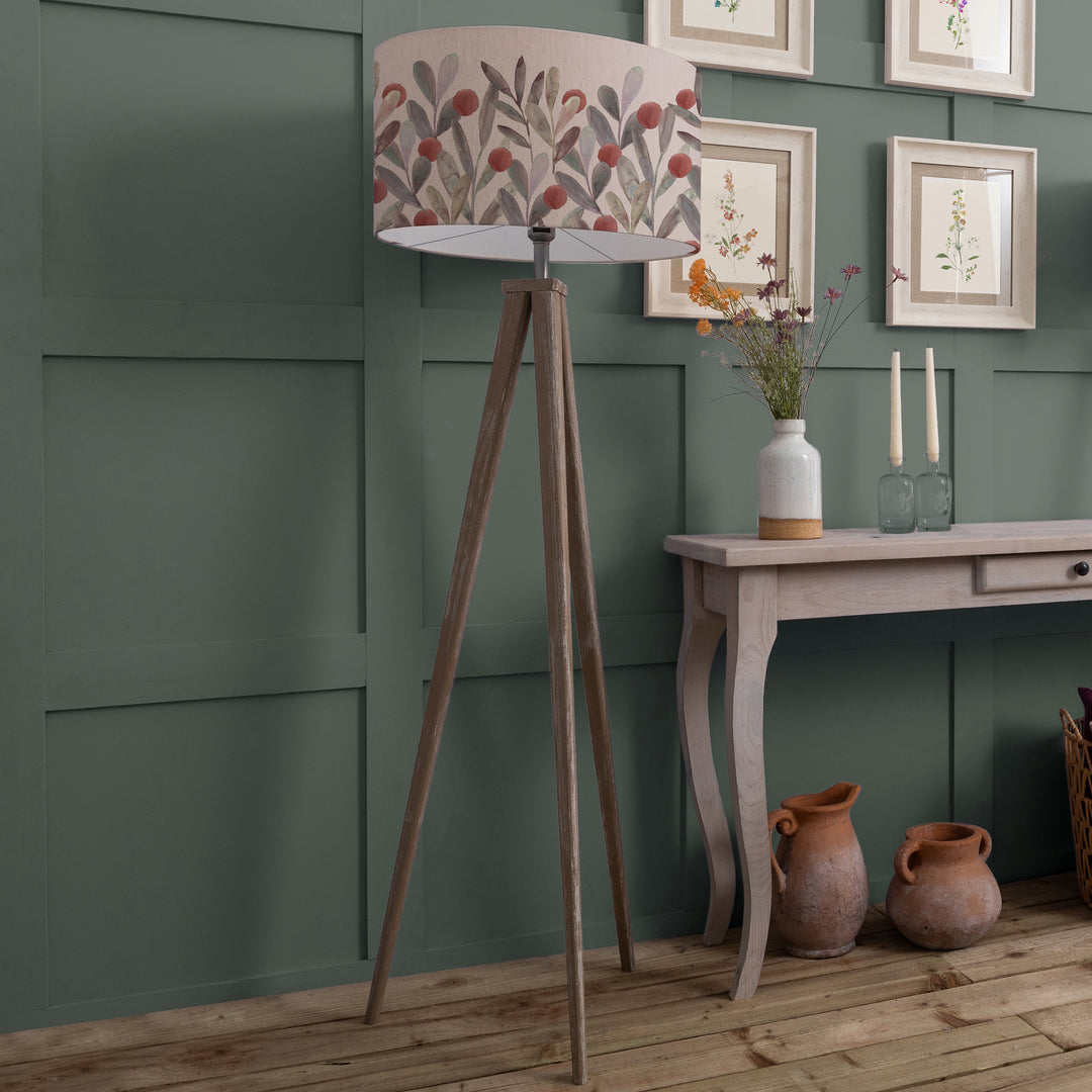 Aratus Floor Lampbase Grey Wash/Katsura EVA 52cm Lampshade Mulberry