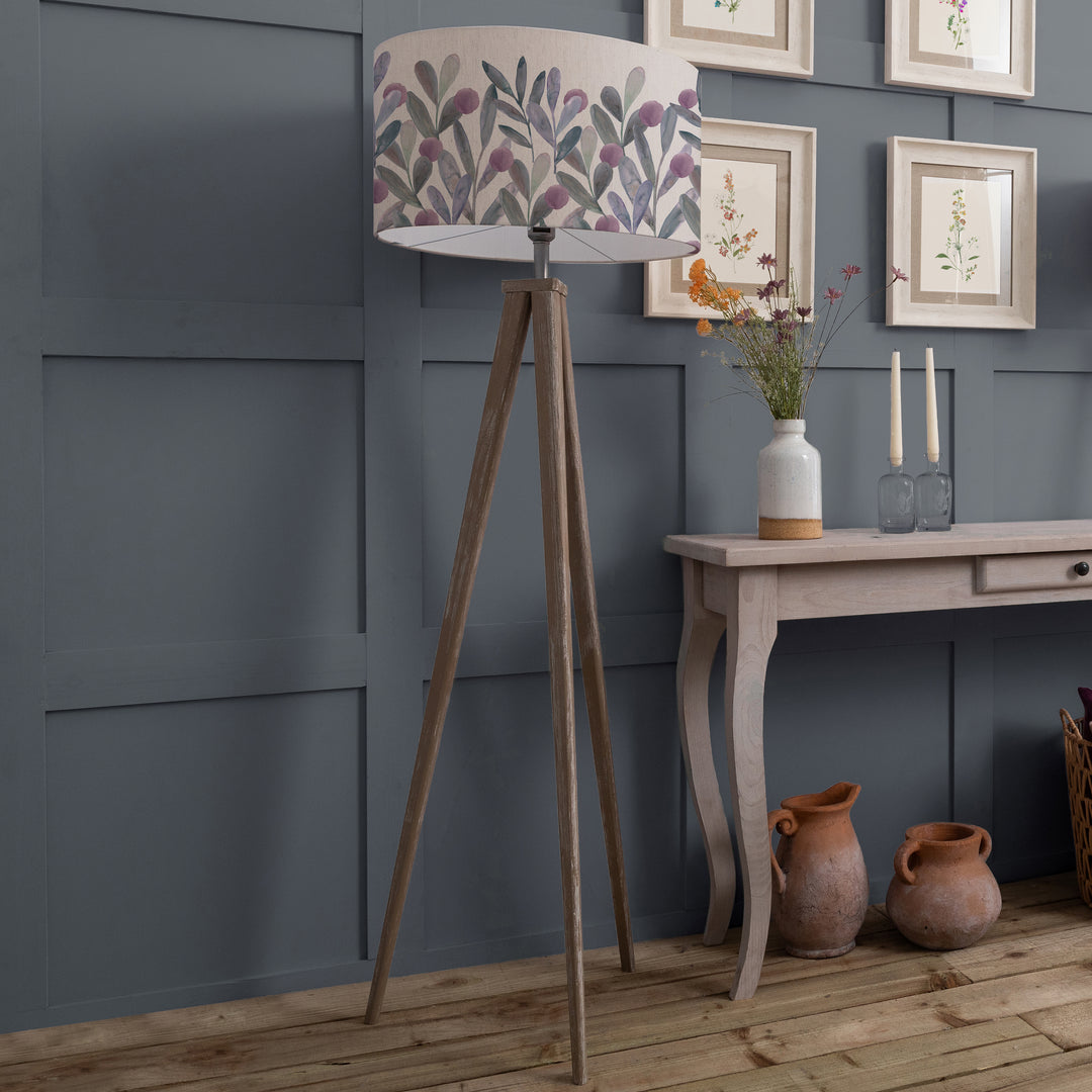 Aratus Floor Lampbase Grey Wash/Katsura EVA 52cm Lampshade Violet
