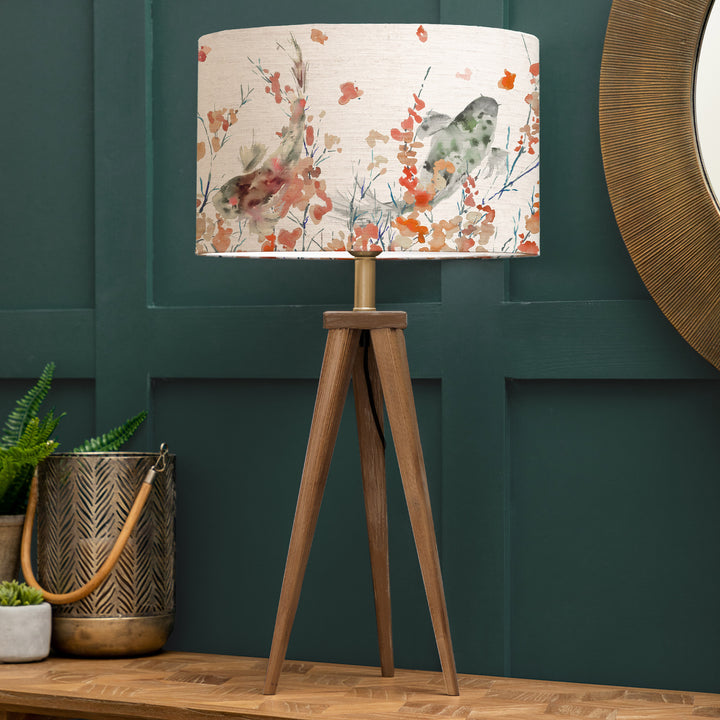 Aratus Table Lampbase Nut/Koi Carp EVA 40cm Lampshade Peridot