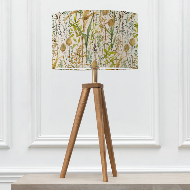 ARATUS TABLE LAMPBASE NUT/LYDIARD LINEN EVA 40CM LAMPSHADE MULTI