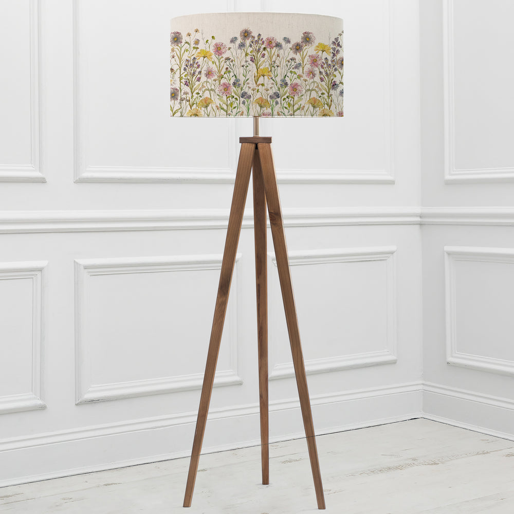 Aratus Floor Lampbase Nut/Medmerry Linen EVA 52cm Lampshade Multi - image 2