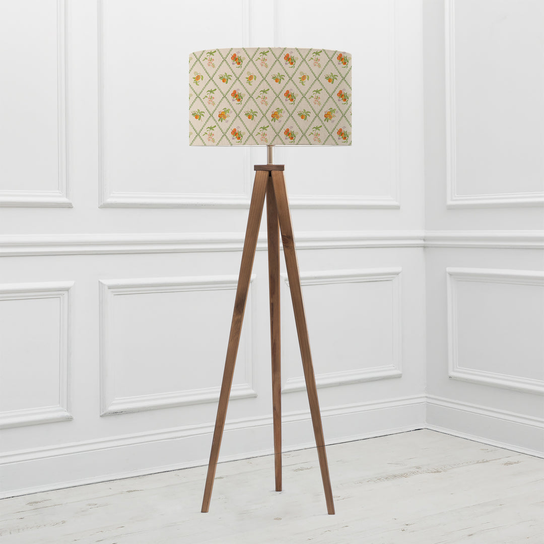Aratus Floor Lampbase Nut/Peach Trellis EVA 52cm Lampshade Multi