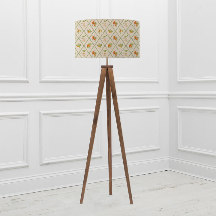 Aratus Floor Lampbase Nut/Peach Trellis EVA 52cm Lampshade Multi