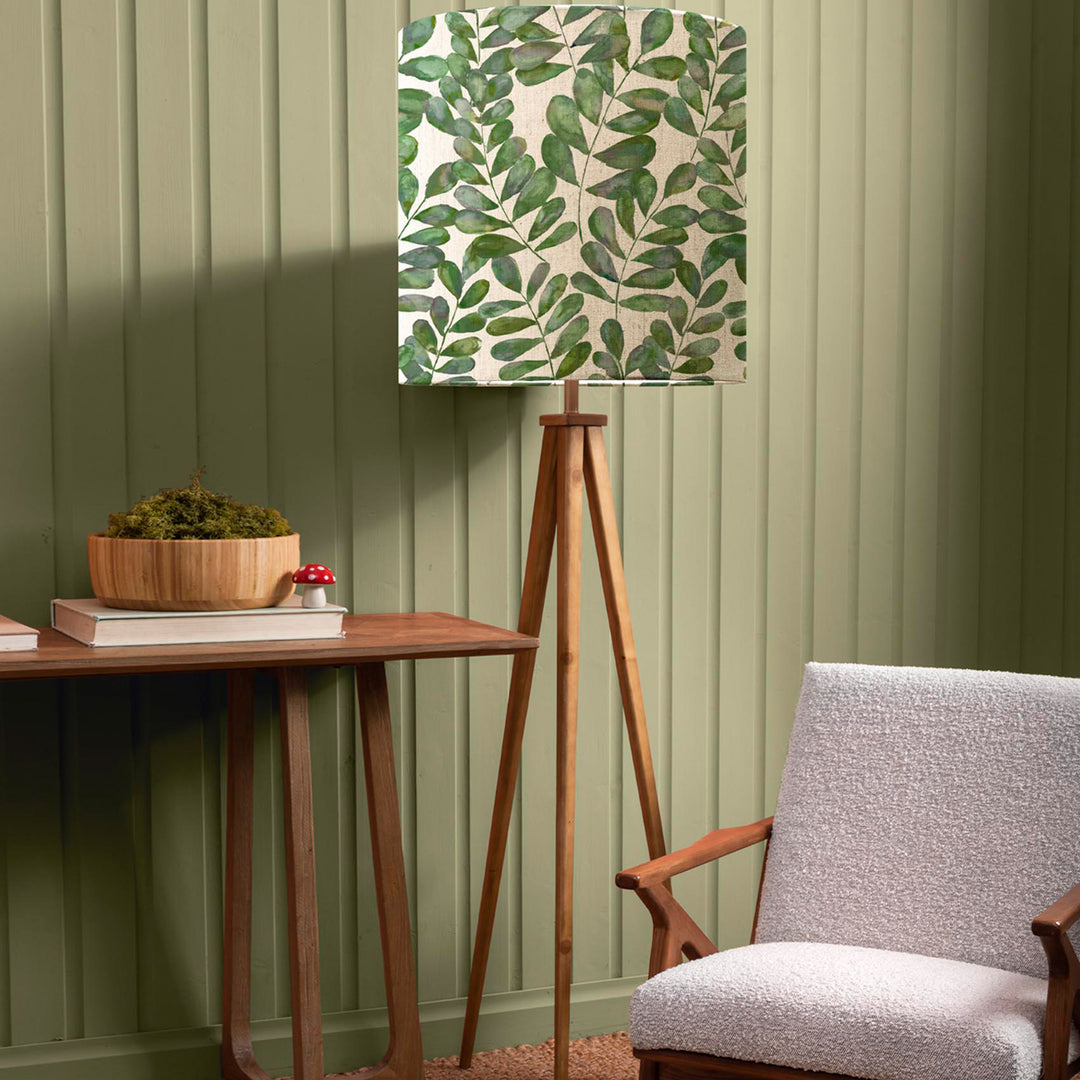 Aratus Floor Lampbase Nut/Rowan Anna 48x50cm Lampshade Apple