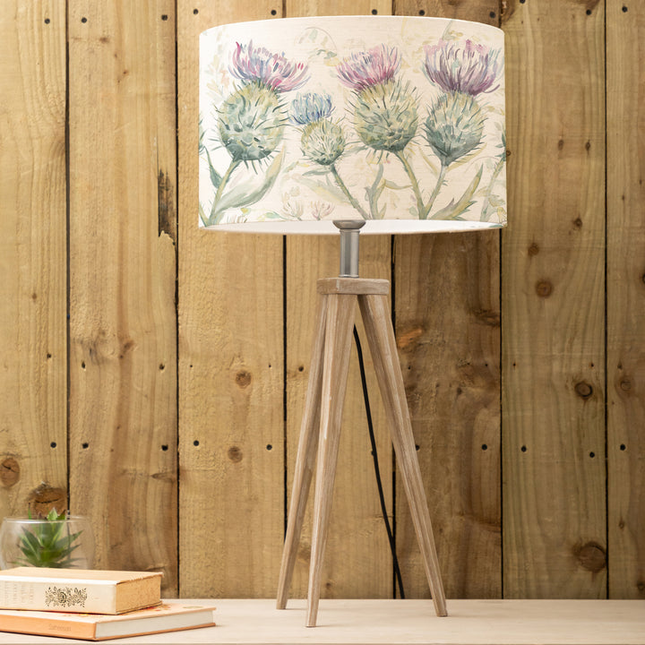 Aratus Table Lampbase Grey Wash/Thistle Glen EVA 40cm Lampshade Linen