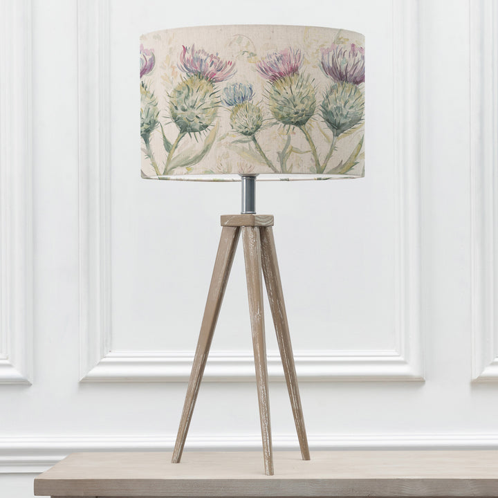 Aratus Table Lampbase Grey Wash/Thistle Glen EVA 40cm Lampshade Linen - image 2