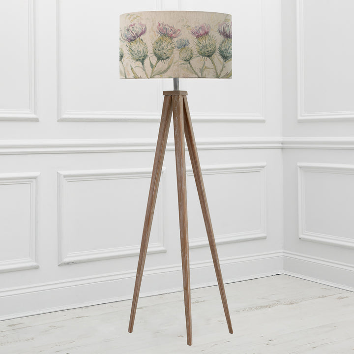Aratus Floor Lampbase Grey Wash/Thistle Glen EVA 52cm Lampshade Linen - image 2