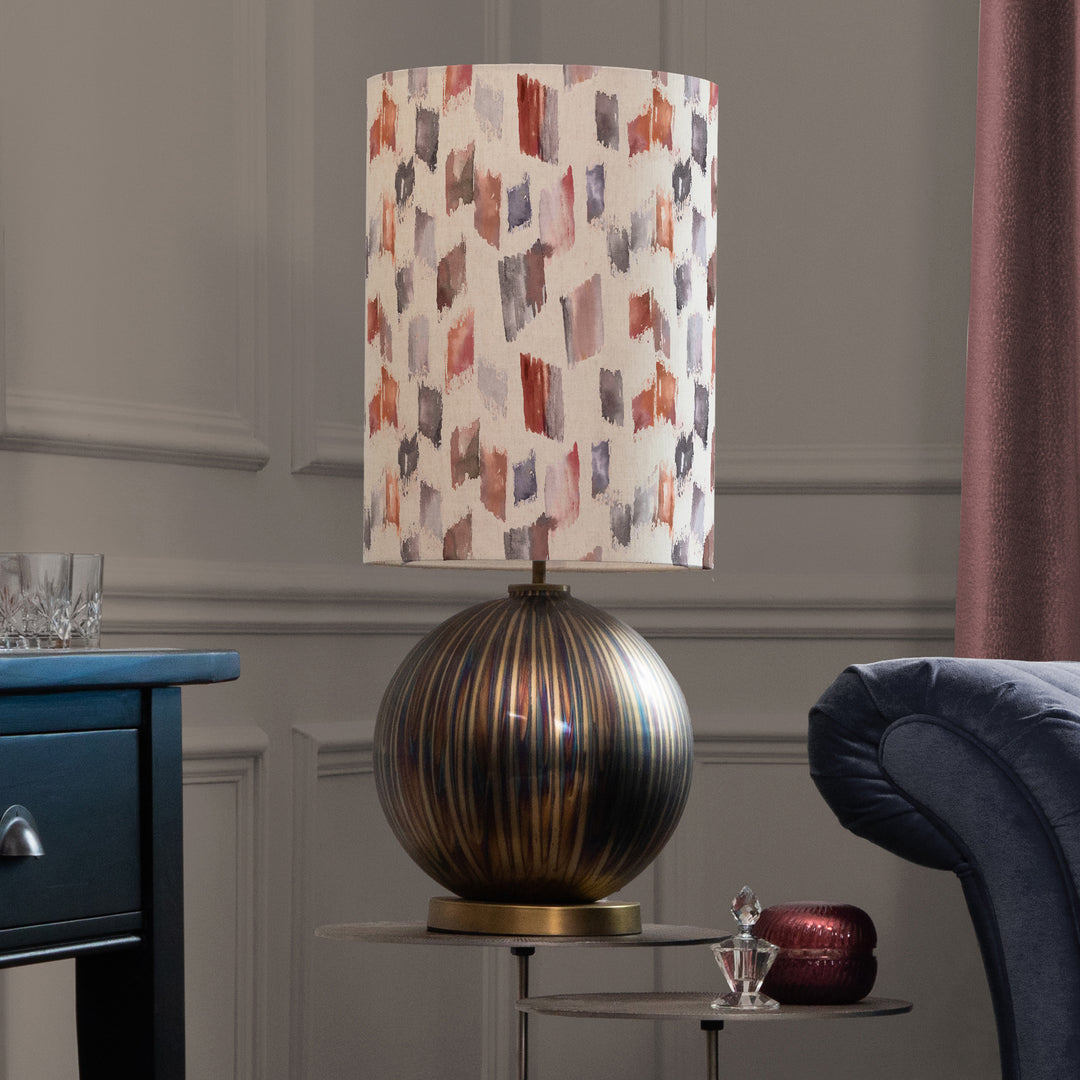Belina Table Lampbase Glass/Arwen Anna 33x45cm Lampshade Rosewater