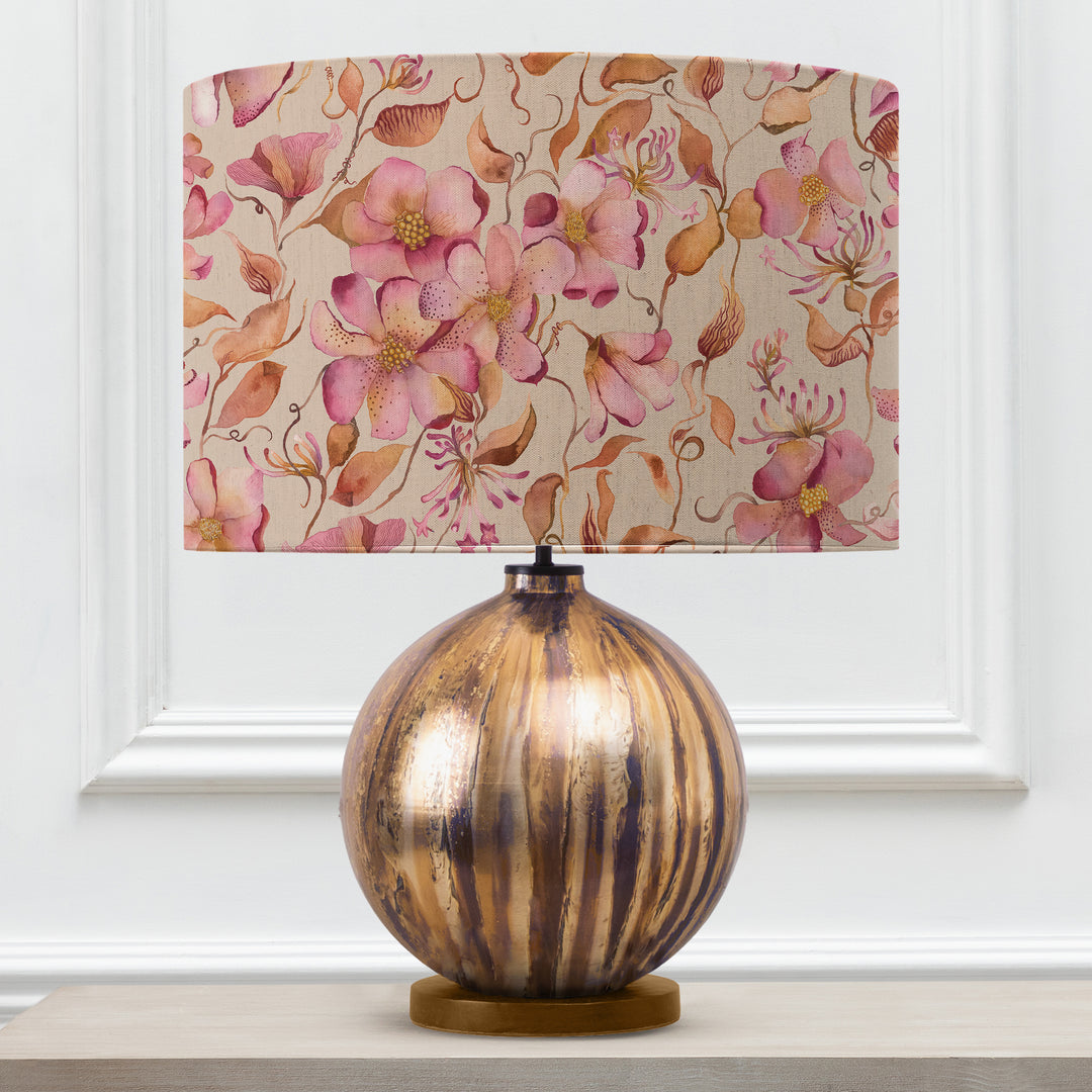 Belina Table Lampbase Glass/Daphne Primrose EVA 40cm Lampshade Pink - image 2