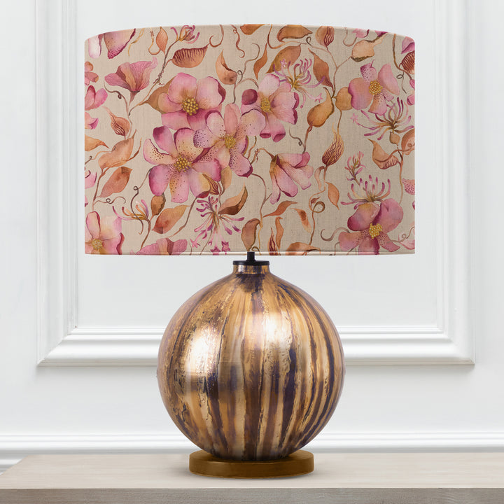 BELINA TABLE LAMPBASE GLASS/DAPHNE PRIMROSE EVA 40CM LAMPSHADE PINK