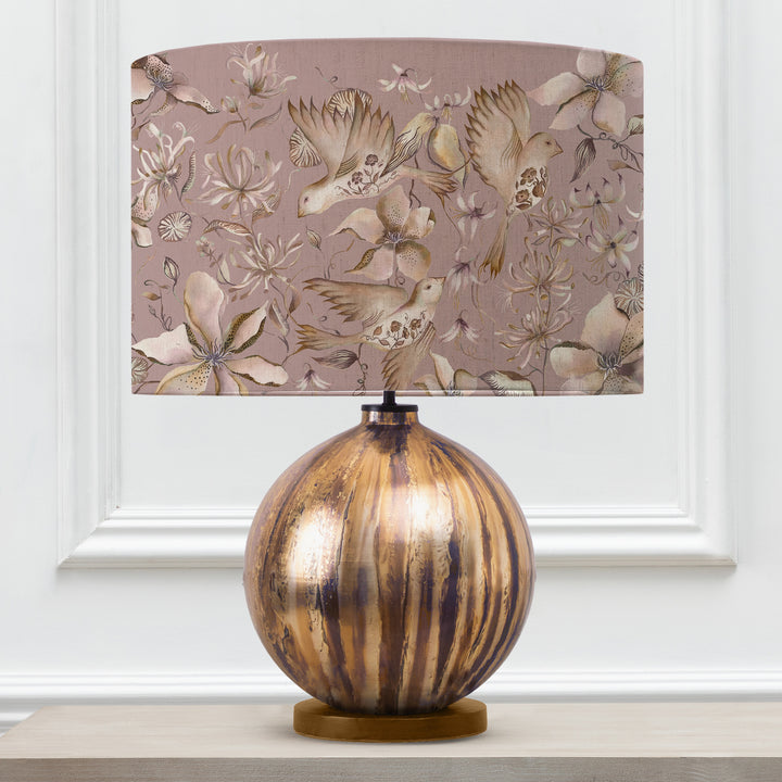 BELINA TABLE LAMPBASE GLASS/FLOELLA VIOLA EVA 46CM LAMPSHADE PINK