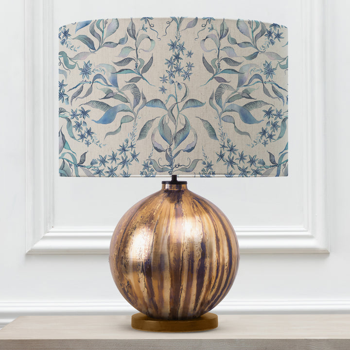 BELINA TABLE LAMPBASE GLASS/HETTIE DELFT BLUE EVA 47CM LAMPSHADE BLUE