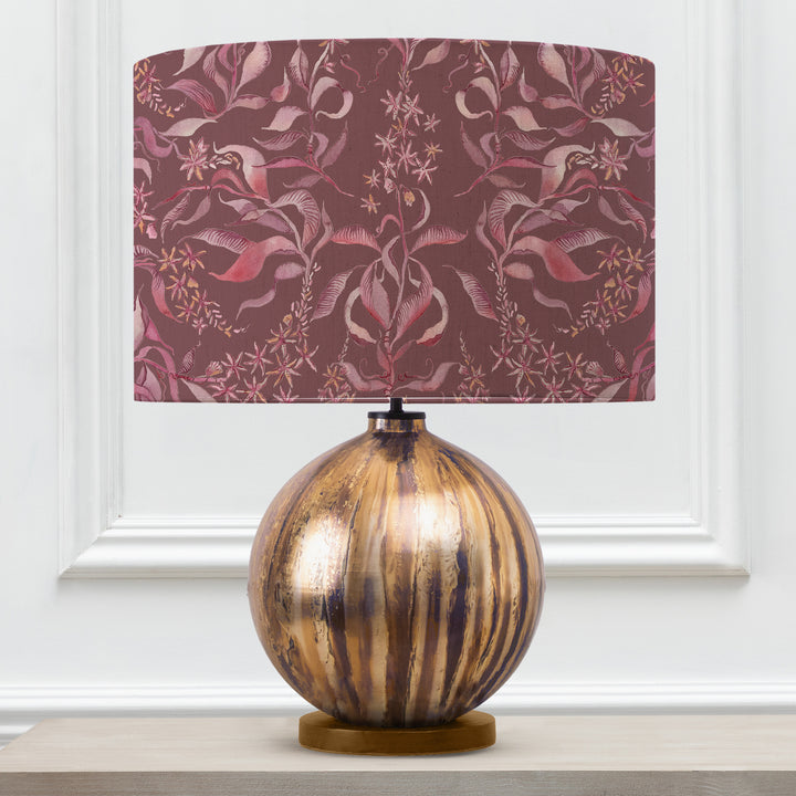 BELINA TABLE LAMPBASE GLASS/HETTIE RUBY EVA 46CM LAMPSHADE PINK