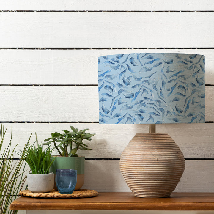 Cerys Table Lampbase White/Balaya Cobalt EVA 40cm Lampshade Blue