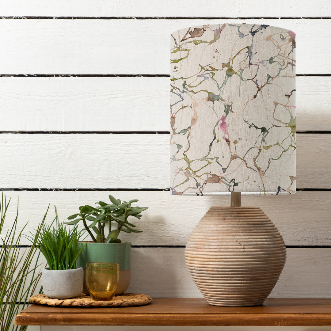 Cerys Table Lampbase White/Carrara Anna 30cm Lampshade Meadow