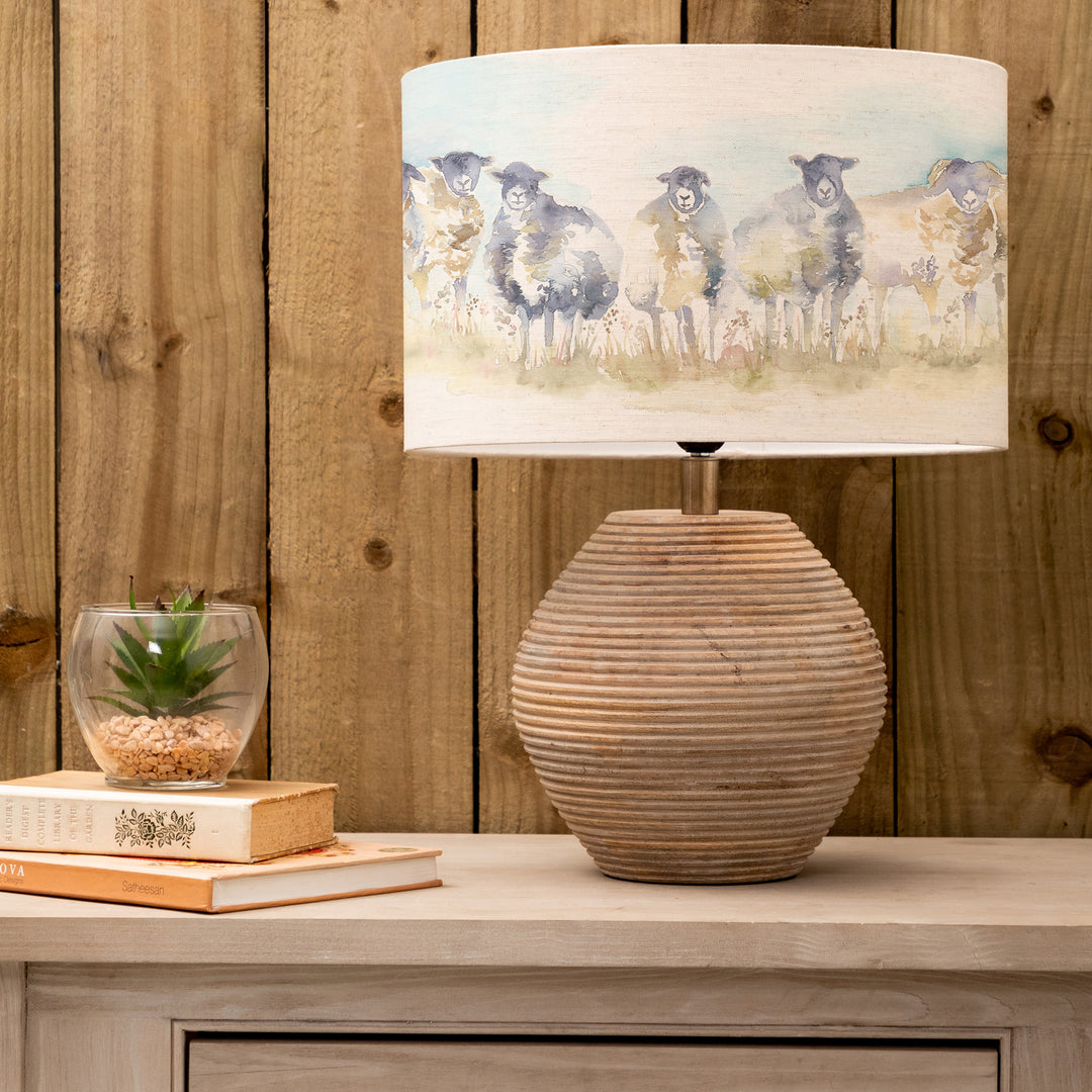 Cerys Table Lampbase White/Come By EVA 40cm Lampshade Linen