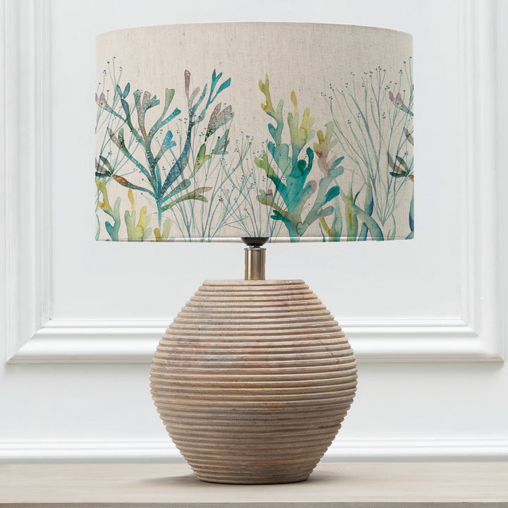 CERYS TABLE LAMPBASE WHITE/CORAL REEF EVA 40CM LAMPSHADE COBALT