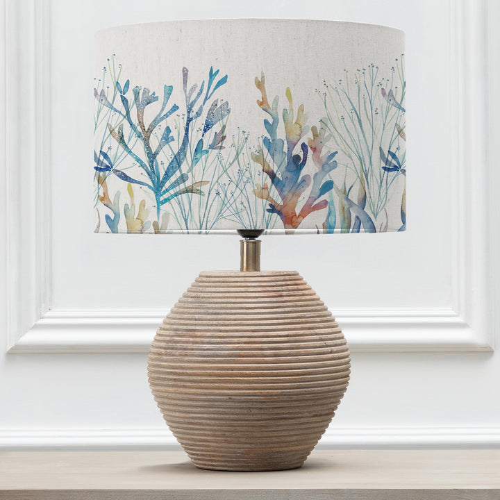 CERYS TABLE LAMPBASE WHITE/CORAL REEF EVA 40CM LAMPSHADE COBALT