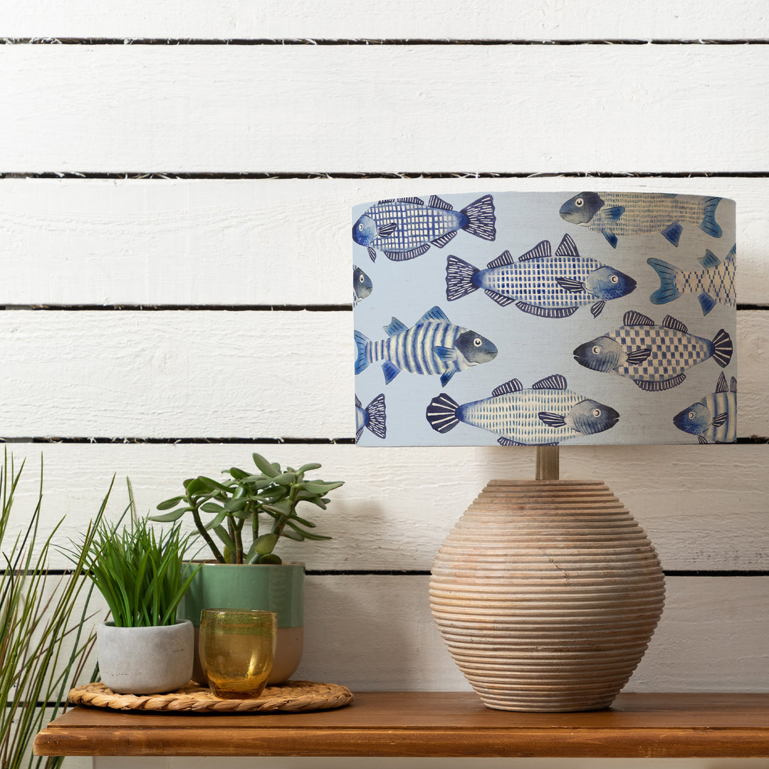 Cerys Table Lampbase White/Cove EVA 40cm Lampshade Cobalt