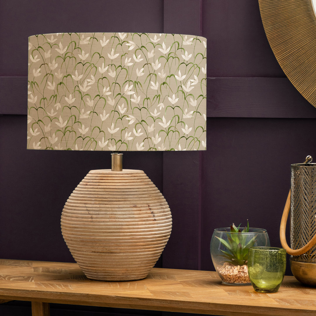 Cerys Table Lampbase White/Fresia Stone EVA 40cm Lampshade Grey