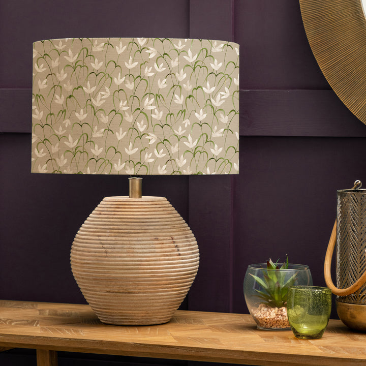 Cerys Table Lampbase White/Fresia Stone EVA 40cm Lampshade Grey