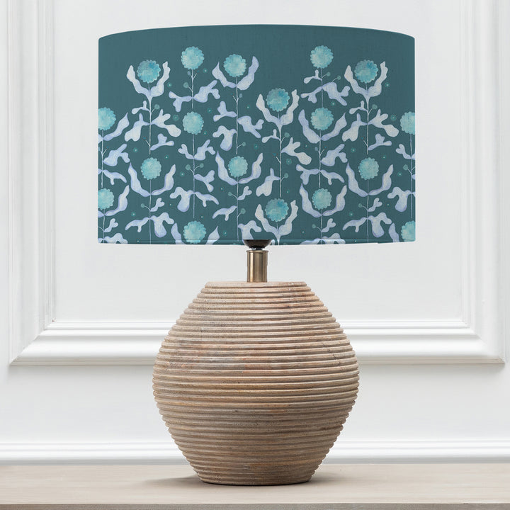 CERYS TABLE LAMPBASE WHITE/MARIANI TEAL EVA 40CM LAMPSHADE TEAL
