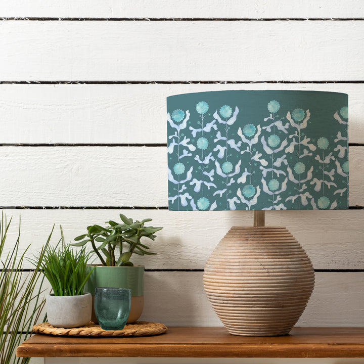 Cerys Table Lampbase White/Mariani Teal EVA 40cm Lampshade Teal