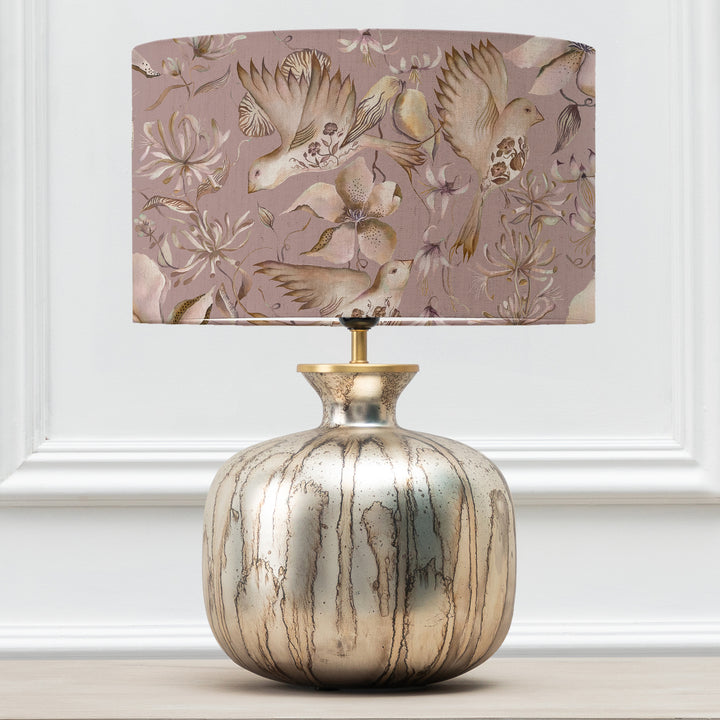 ELPHABA TABLE LAMPBASE GLASS/FLOELLA VIOLA EVA 37CM LAMPSHADE PINK