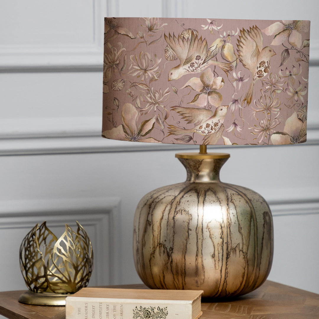 Elphaba Table Lampbase Glass/Floella Viola EVA 37cm Lampshade Pink