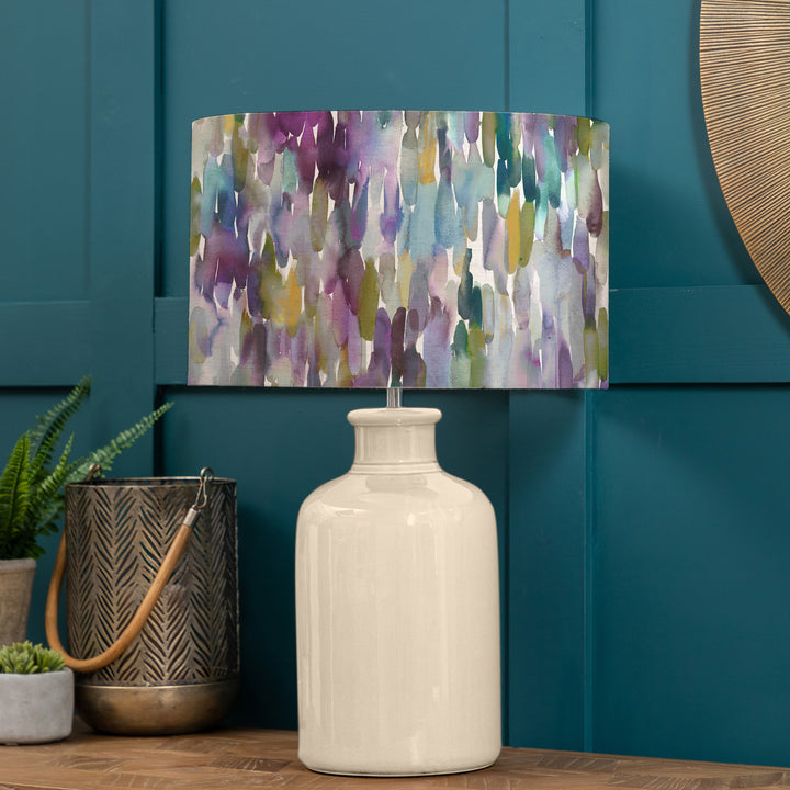 Elspeth Table Lampbase Cream/Azima EVA 40cm Lampshade Indigo