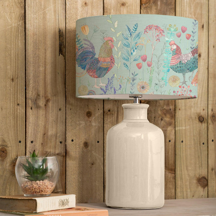 Elspeth Table Lampbase Cream/Bilbury Flock EVA 40cm Lampshade Robins Egg