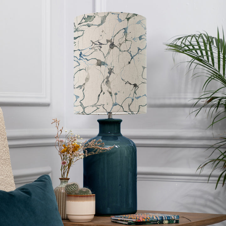Elspeth Table Lampbase Aqua/Carrara Anna 25cm Lampshade Frost